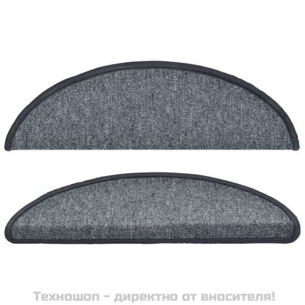 Изтривалки за стълби, 15 бр., 56x17x3 см, тъмносиви, полукръгли