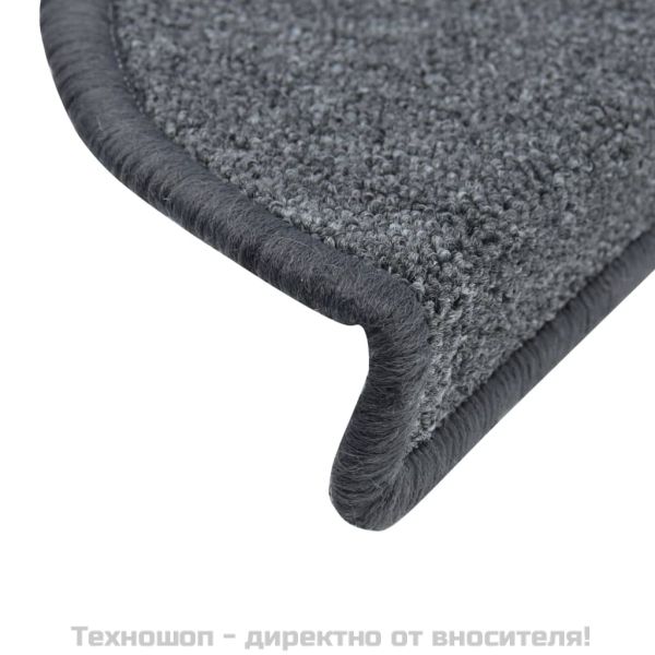 Изтривалки за стълби, 15 бр., 56x17x3 см, тъмносиви, полукръгли