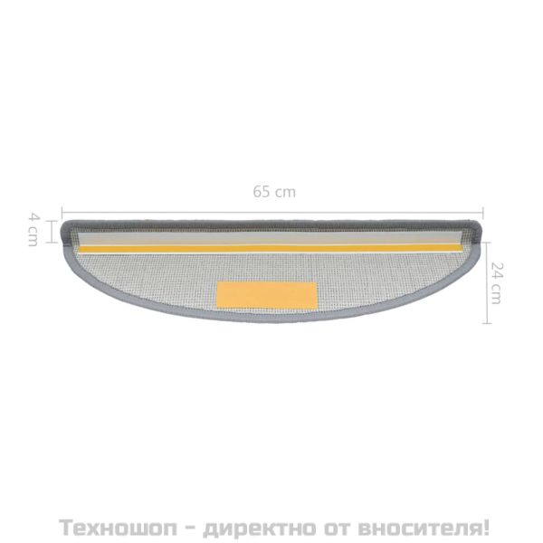 15 бр стелки за стълбища, светлосиви, 65x24x4 см