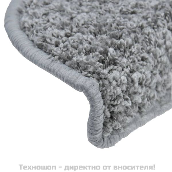 Изтривалки за стълби, 15 бр., 56x17x3 см, сиви, полукръгли