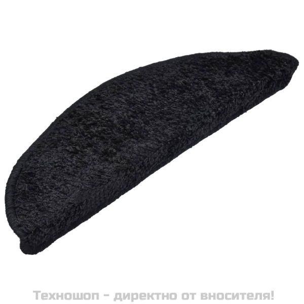 Изтривалки за стълби, 15 бр., 56x17x3 см, черни, полукръгли