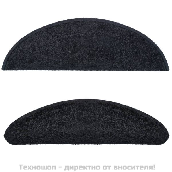 Изтривалки за стълби, 15 бр., 56x17x3 см, черни, полукръгли