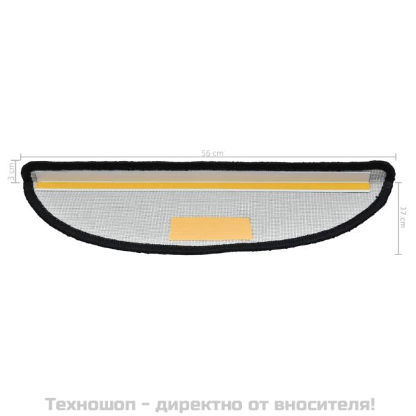 Изтривалки за стълби, 15 бр., 56x17x3 см, черни, полукръгли