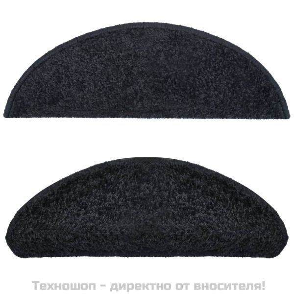 Изтривалки за стълби, 15 бр., 65x21x4 см, черни, полукръгли, големи