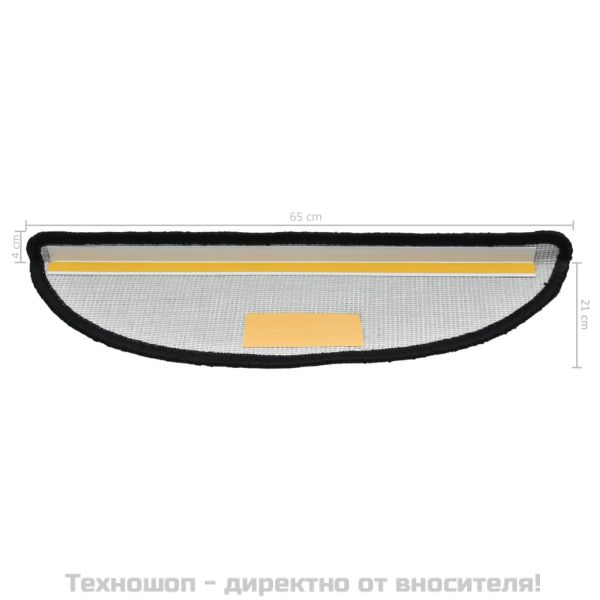 Изтривалки за стълби, 15 бр., 65x21x4 см, черни, полукръгли, големи