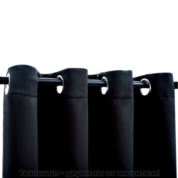 Затъмняваща завеса с метални халки, черна, 290x245 см