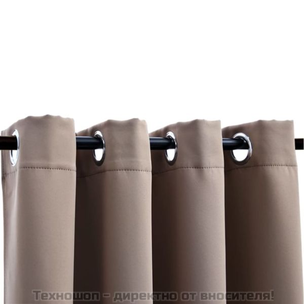 Затъмняващи завеси с метални халки, 2 бр, таупе, 140x225 см