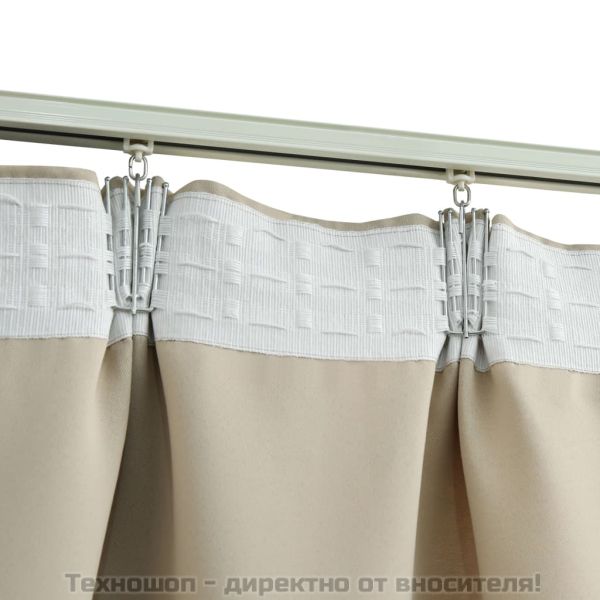 Затъмняващи завеси с куки, 2 бр, бежови, 140x245 см