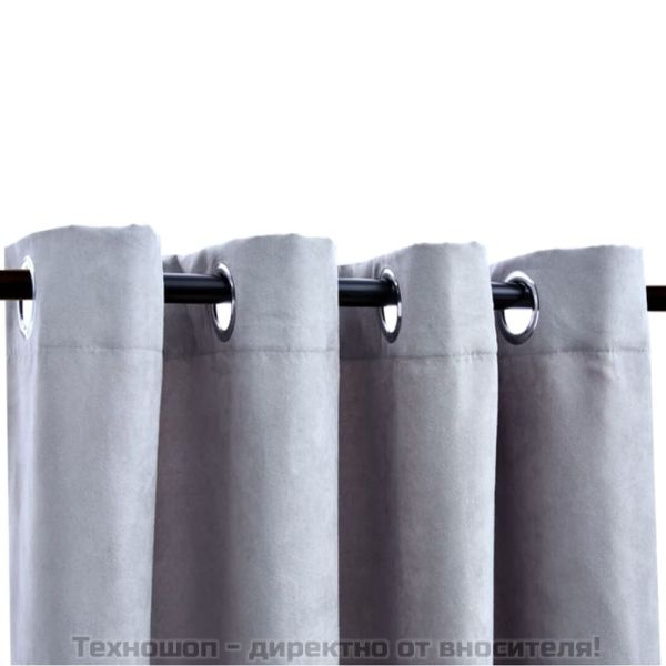 Затъмняващи завеси с метални халки, 2 бр, сиви, 140x245 см