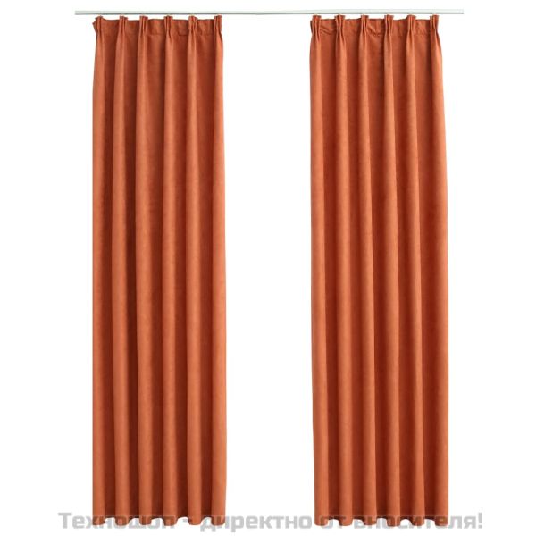 Затъмняващи завеси с куки, 2 бр, ръждивокафяви, 140x225 см