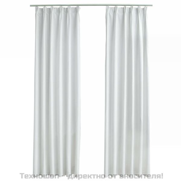Затъмняващи завеси с куки, 2 бр, белезникави, 140x175 см