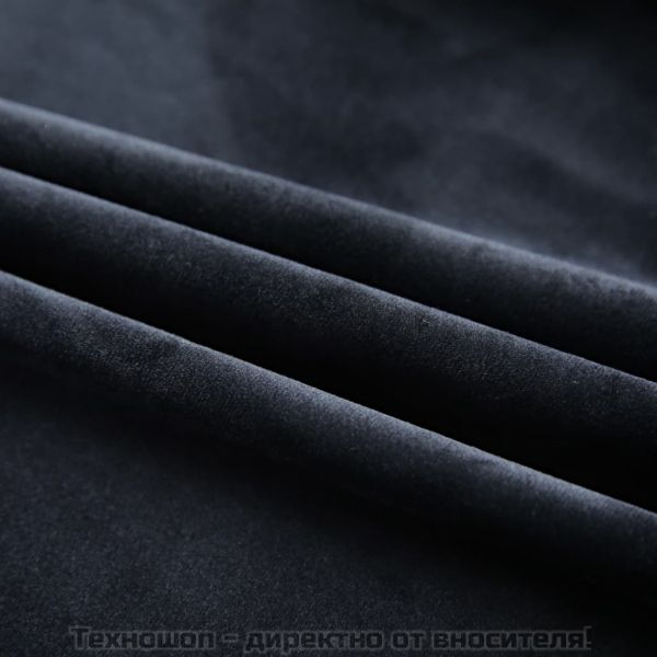 Затъмняваща завеса с куки, кадифе, черна, 290x245 см