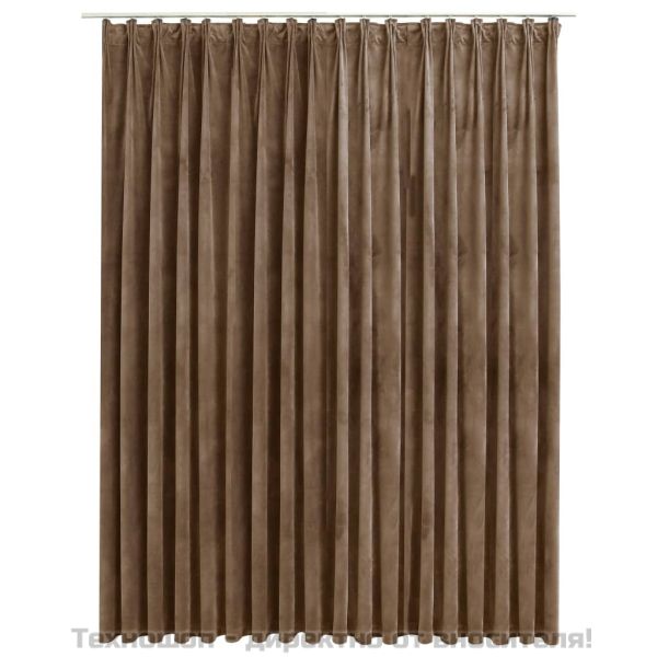 Затъмняваща завеса с куки, кадифе, бежова, 290x245 см