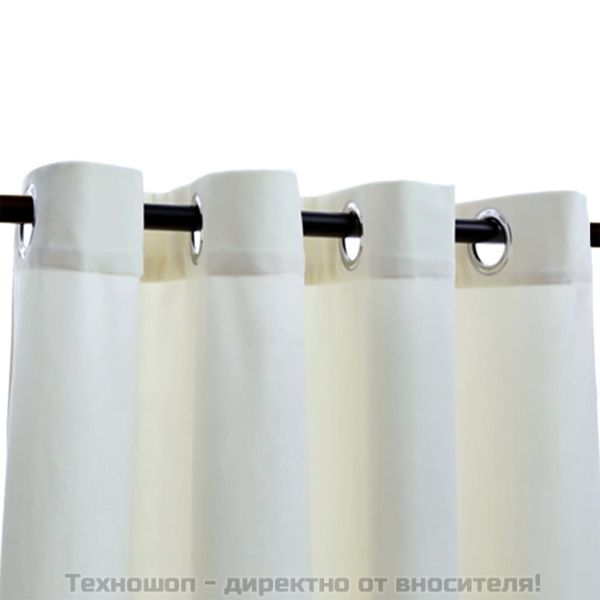 Затъмняващи завеси с халки, 2 бр, кадифе, кремави, 140x245 см