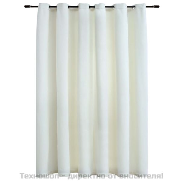 Затъмняваща завеса с метални халки, кадифе, кремава, 290x245 см