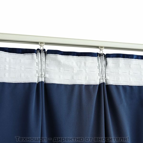 Затъмняващи завеси с куки, 2 бр, кадифе, тъмносини, 140x245 см