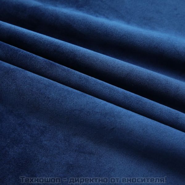 Затъмняваща завеса с куки, кадифе, тъмносиньо, 290x245 см