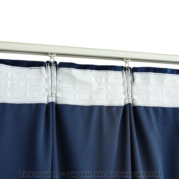 Затъмняваща завеса с куки, кадифе, тъмносиньо, 290x245 см