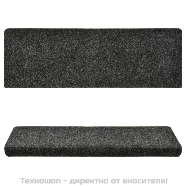 Изтривалки за стълби, самозалепващи се, 15 бр., 65x21x4 см, сиви, с правоъгълен кант