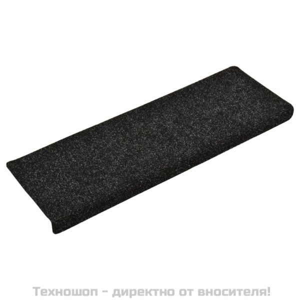 Изтривалки за стълби, самозалепващи се, 15 бр., 65x21x4 см, черни, с правоъгълен кант