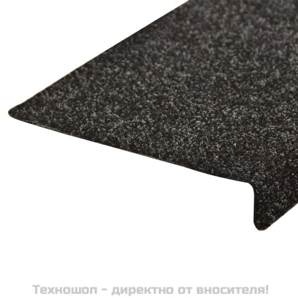 Изтривалки за стълби, самозалепващи се, 15 бр., 65x21x4 см, черни, с правоъгълен кант