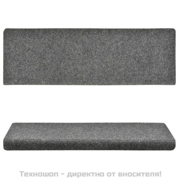 Изтривалки за стълби, самозалепващи се, 15 бр., 65x21x4 см, светлосиви, правоъгълни, кант