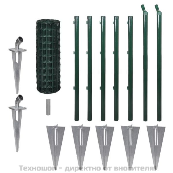 Оградна мрежа, стомана, 10 x 0,8 м, зелена