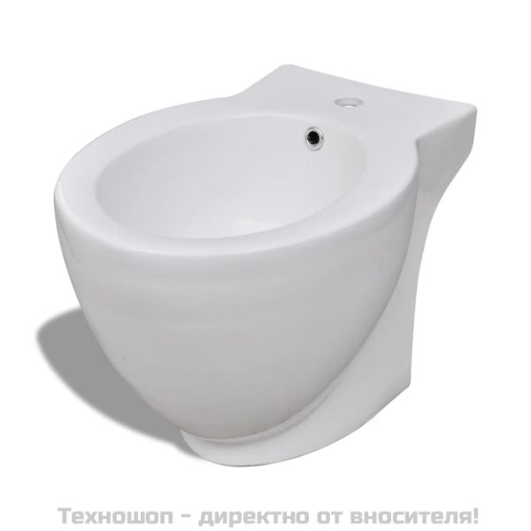 Кръгло биде, стоящо, бяло, висококачествена керамика