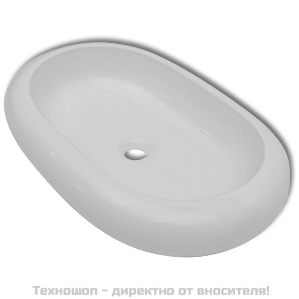 Луксозна керамична мивка, овална, бяла, 63 х 42 см