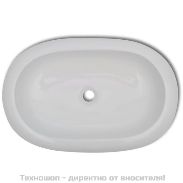 Луксозна керамична мивка, овална, бяла, 63 х 42 см