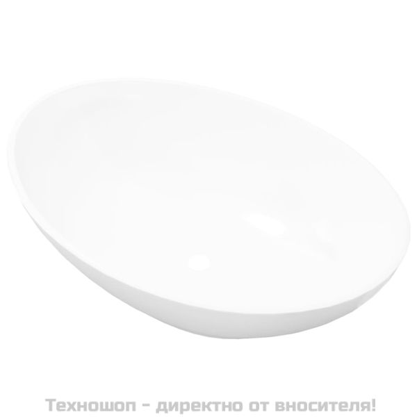 Луксозна керамична мивка с овална форма, бяла, 40x33 см