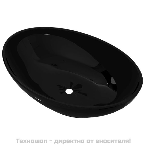 Луксозна керамична мивка, овална, черна, 40 х 33 см