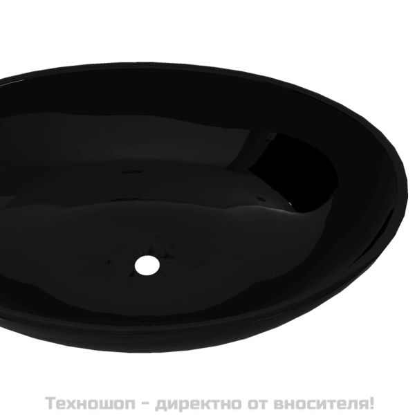 Луксозна керамична мивка, овална, черна, 40 х 33 см
