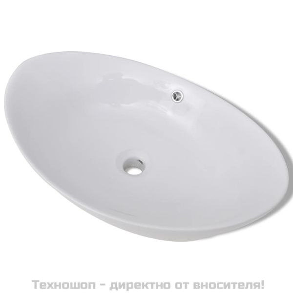 Луксозна керамична мивка с преливник, овална, 59 x 38,5 см
