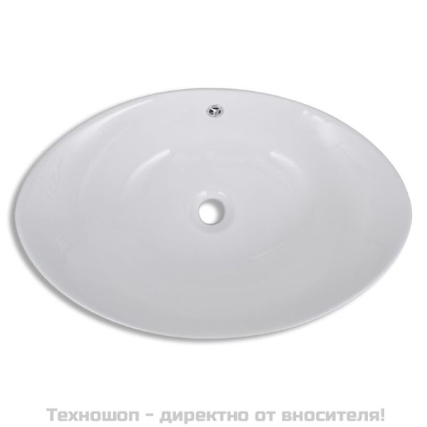 Луксозна керамична мивка с преливник, овална, 59 x 38,5 см