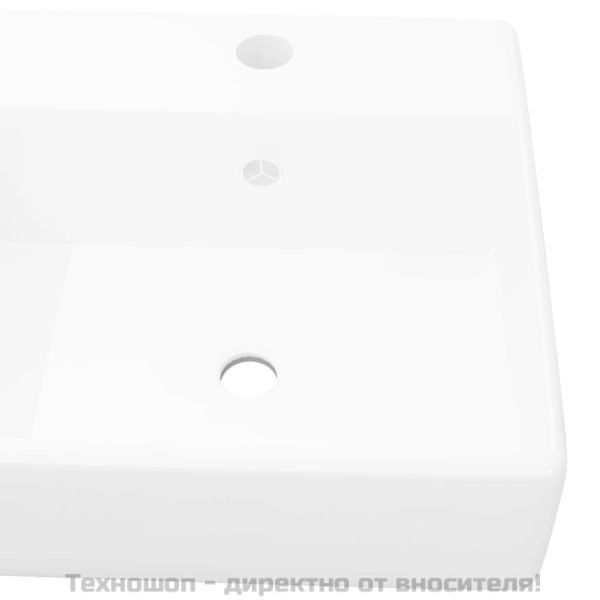 Луксозна керамична мивка с преливник и отвор за смесител, 41 х 41 см