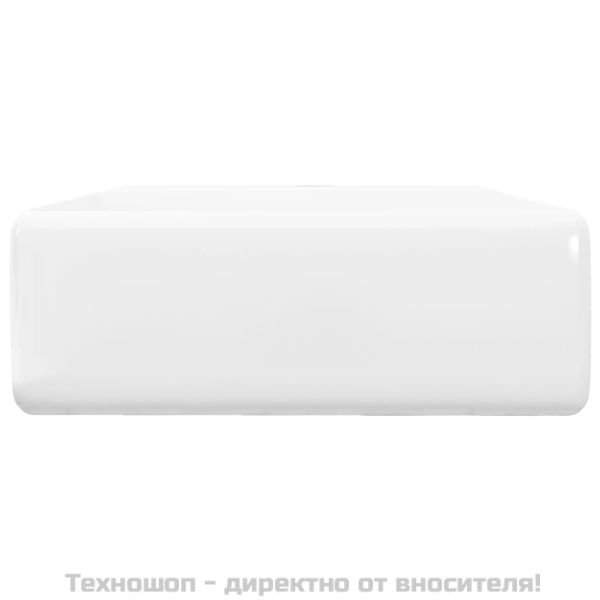 Луксозна керамична мивка с преливник и отвор за смесител, 41 х 41 см