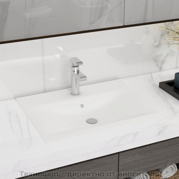 Керамична мивка лукс правоъгълна с отвор за кран бяла 60х46 см