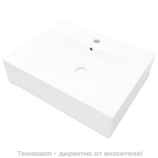 Керамична мивка лукс правоъгълна с отвор за кран бяла 60х46 см