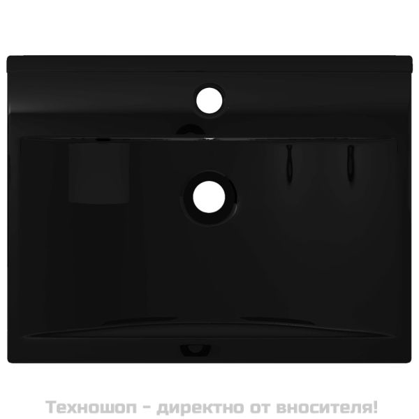 Керамична мивка лукс правоъгълна с отвор за кран черна 60х46 см