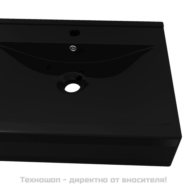 Керамична мивка лукс правоъгълна с отвор за кран черна 60х46 см