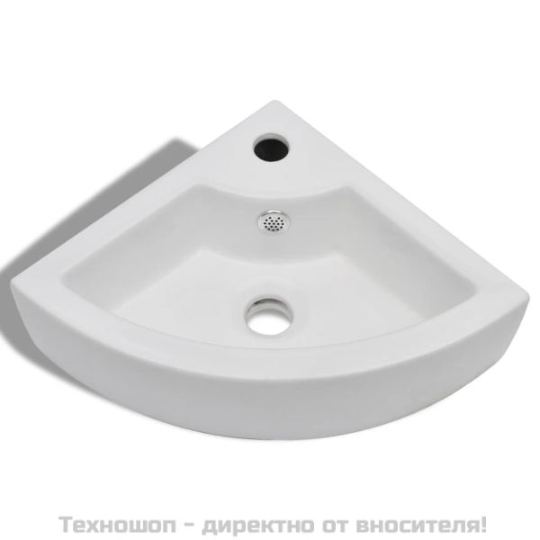 Мивка с преливник, 45x32x12,5 см, керамична, бяла