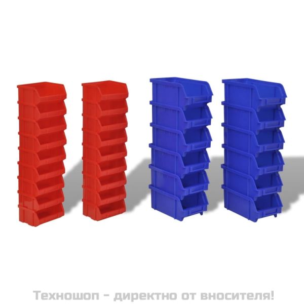 Комплект кошове за съхранение на вещи, 30 броя, цвят син и червен
