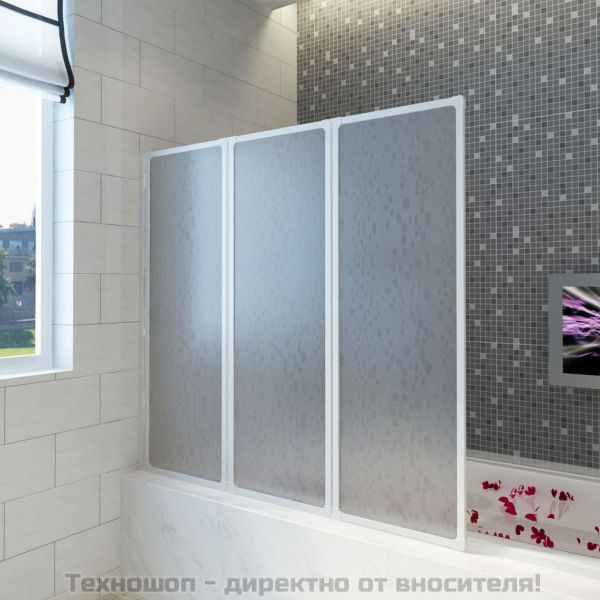 Сгъваем параван за баня с 3 панела, 117 x 120 см