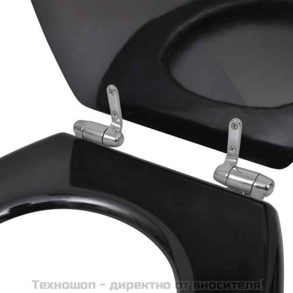 Тоалетна седалка МДФ капак с плавно затваряне изчистена черна