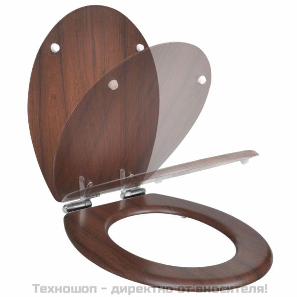 Тоалетна седалка МДФ капак с плавно затваряне изчистена кафява