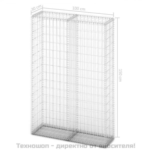 Габион кошница с капаци, поцинкована тел, 150x100x30 см