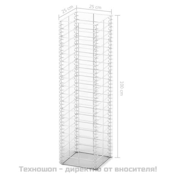 Комплект габиони, 3 бр, поцинкована тел, 25x25x100 см