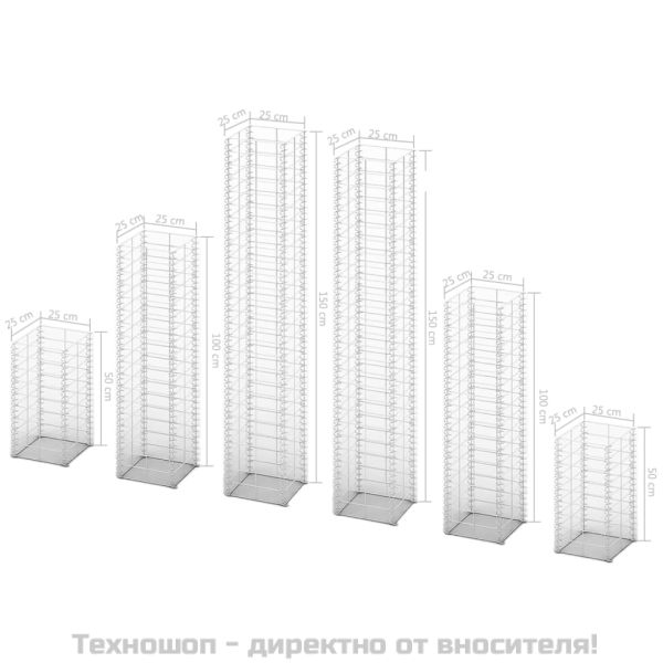 Комплект габионни кошове, 6 бр, поцинкована тел