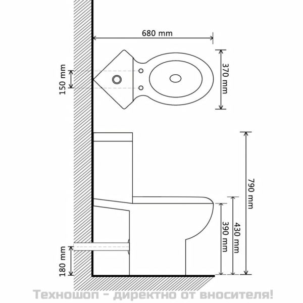 Керамичен моноблок, ъглов, бял